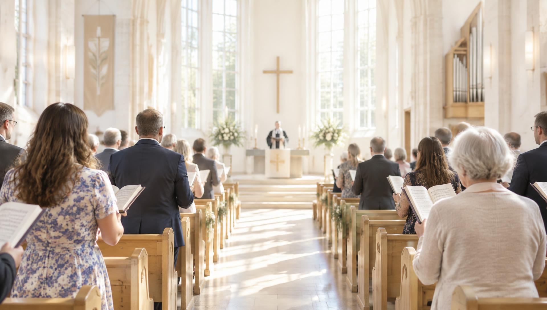 Kirchengemeinde singt beim Gottesdienst